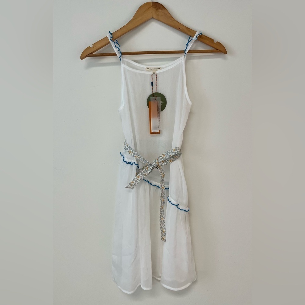 NEW The Sunday Collective Girls Size 10-11 Sleeveless Midi Mesh Dress White